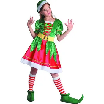 Karnevalový kostým KARNEVAL Šaty Skřítek vel.M pro holky (120-130cm) 5-9 let KOSTÝM