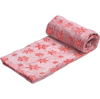 deka Recenze Sněhové vločky svítící mikroplyšová deka 150 x 200 cm červená