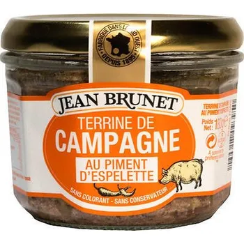 Farmářská terina s pálivou paprikou Espelette ve skle 180g Jean Brunet
