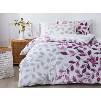 Povlečení XPOSE Ivanka flanelové fialové 140 x 200, 70 x 90 cm knoflíky