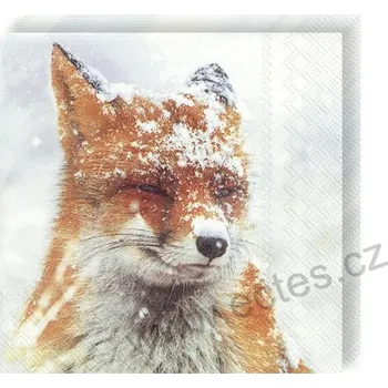 Papírový ubrousek WINTER FOX papírové dezertní ubrousky zrzavá liška v zimě 20 ks