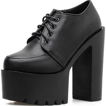 Dámské kozačky Dámské polobotky na masivním podpatku GoodDayGirl Fashion Barva: Černá, Velikost: 34