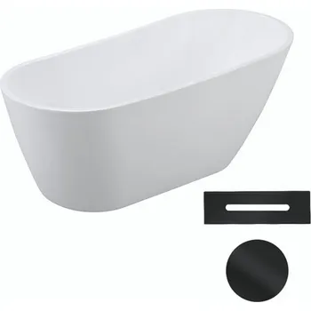 Vana Besco Akrylátová volně stojící vana Melody 150x80 (170x80) Barva: Bílá, Rozměry (cm): 170x80, Typ a barva výpustě: Click-Clack s přepadem, černá