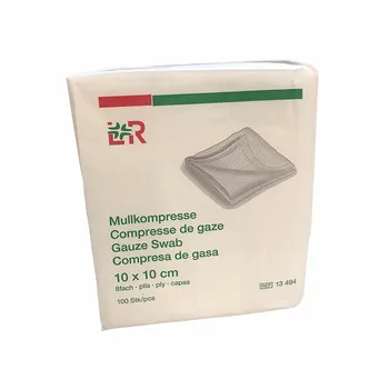 Zdravotnický materiál Kompresy z gázy Mullkompresse 17/8vr. 10 cm x 10 cm/100 ks