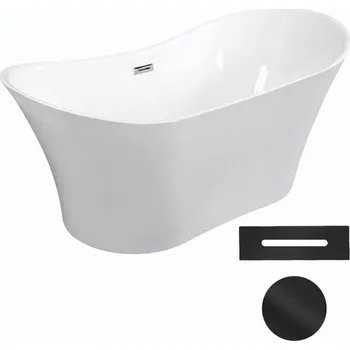 Vana Besco Akrylátová volně stojící vana Amber 170x80 Barva: Bílá, Rozměry (cm): 170x80, Typ a barva výpustě: Click-Clack s přepadem, černá