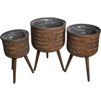 Zahradní dekorace Obal bambus 3ks/ pr.32V48cm hnědá (553451)