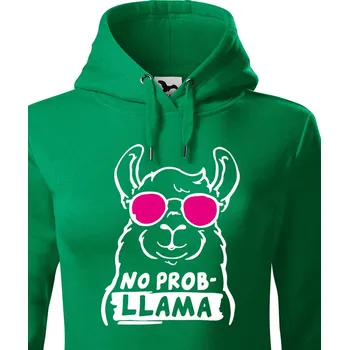 Dámská mikina Dámská mikina No Prob - LLama, Barva Zelená, Velikost XS, Canvas Dámská mikina Bezvatriko.cz 1