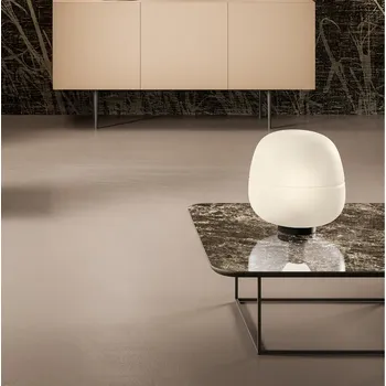 Lampička Quadrifoglio Group Afra, černá stolní lampa z opálového matného skla, 1xE27, průměr 33cm