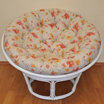 Papasan Nábytek PEGAS Ratanový papasan 100 cm bílý, polstr motiv květiny