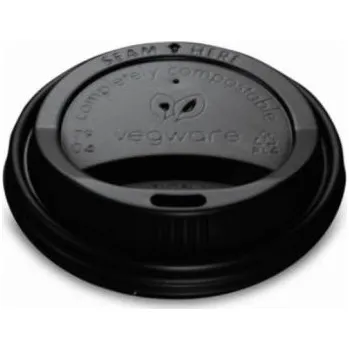 Jednorázové nádobí CPLA Černé víčko pro kelímek 300-600ml (50ks)