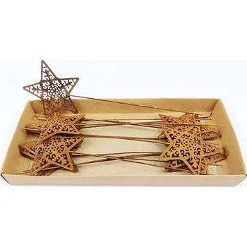 Vánoční dekorace Kovová hvězda 8 cm vzor vintage o/s, 12 ks