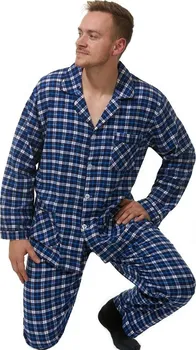 Pánské pyžamo Pánské teplé pyžamo 1PF0006 modré M