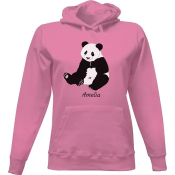 Dámská mikina Dámská mikina s kapucí s potiskem Women´s hoddie Panda with editable name dámské