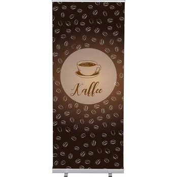 Značení Set Roll-baneru Budget s vytištěným motivem, šířka 85 cm, Káva, německy