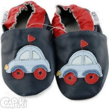 Capáčky CAPIKI Kožené capáčky - AUTÍČKO 6-12 M