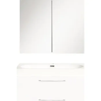 Koupelnový nábytek Souprava koupelnového nábytku lesklá bílá 60x57 cm vč. zrcadlové skříňky