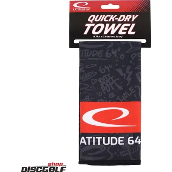 Latitude 64º Ručník s potiskem Quick-Dry Černý (discgolf)