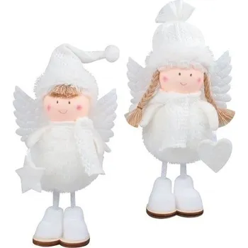 Vánoční dekorace Andílek s botami bílý 16cm