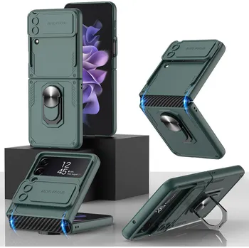 Pouzdro na mobilní telefon GKK 51669 GKK RING Ochranný kryt s držákem Samsung Galaxy Z Flip 4 5G zelený