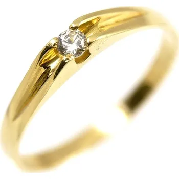 Prsten ŠPERKY-NM, Zlatý zásnubní prsten se zirkonem 414 Velikost: 51, Barva zlata: žlutá
