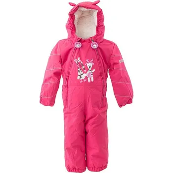 Kojenecká kombinéza Pidilidi Zimní dívčí overal s kožíškem růžová Vel. 86