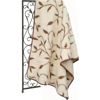 Ovčí rouno Ovčí věci Vlněná deka z ovčí vlny MERINO - vzor lístky