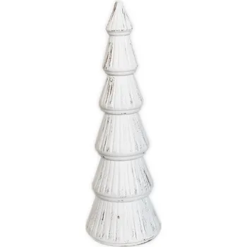 Vánoční dekorace Stromek dřevo 48cm bílá patina (549997)