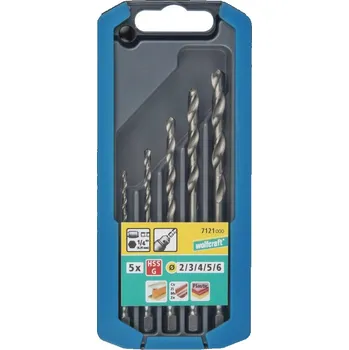Vrták Wolfcraft Sada 5ks spirálové vrtáky do kovu HSS S=6-kt.o2-6mm 7121000