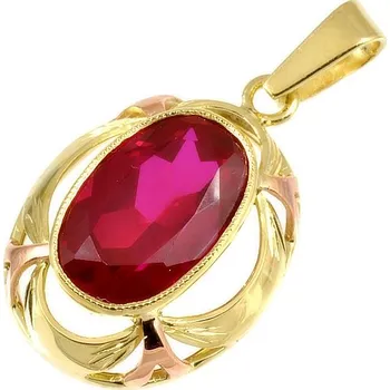 Přívěsek ŠPERKY-NM, Zlatý přívěsek s rubínem 1174