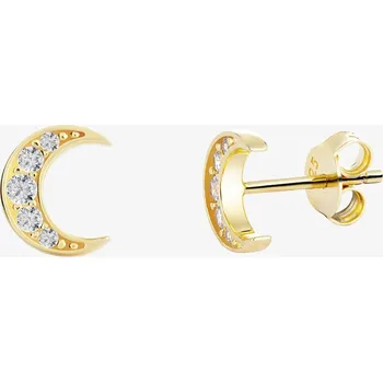 Náušnice Preciosa Stříbrné náušnice Moon, měsíc s kubickou zirkonií Preciosa, pozlacené