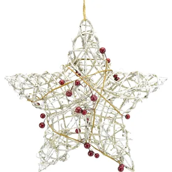 Vánoce Hvězda závěsná s bezinkami 30 cm