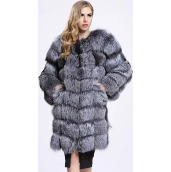 Dámská bunda Dámský chlupatý kabát kožich s dlouhým rukávem Barva: Stříbrná, Velikost: XL