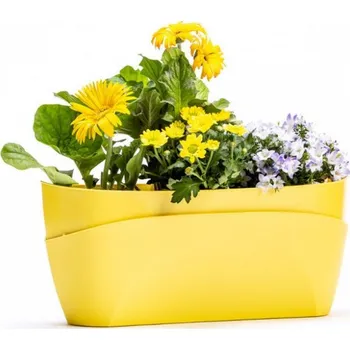 Květináč Plastia Samozavlažovací truhlík Doppio šedomodrá - šířka 38 cm