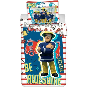 Povlečení Jerry Fabrics Požárník Sam Wake Up 140 x 200, 70 x 90 cm zipový uzávěr