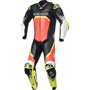 Moto kombinéza AlPINESTARS kombinéza GP TECH V4 1-dílná black/fluo red/fluo yellow - 52