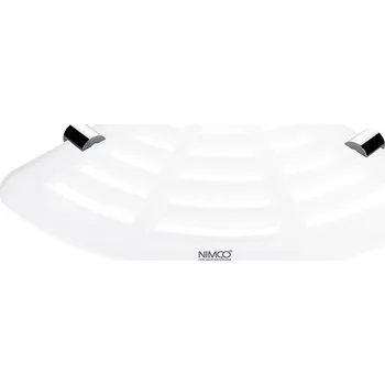 Drátěná police Rohová police do sprchového koutu s otvory, bílá matná plexiglass, úchyty chrom NIMCO IXI police BR X211-26 Nimco