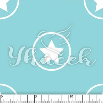 Zakázkový tisk, softshell, kočárkovina... Hvězdy větší tyrkysové Látky k tisku: Softshell letní