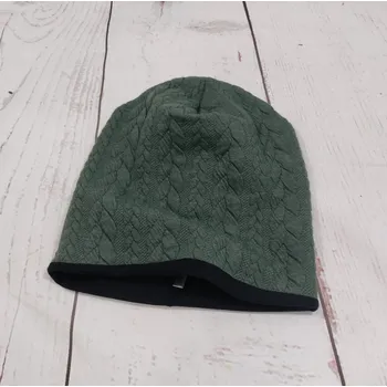 Kojenecká čepice Yháček Šmoulí čepička Yháček, oboustranná, copánky na khaki Velikost:: S