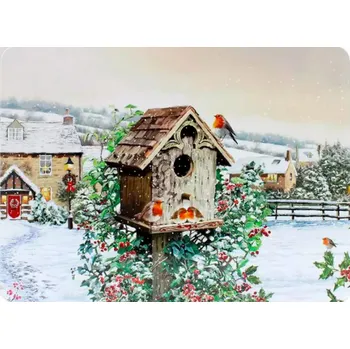 prostírání Leonardo, Anglie Leonardo - Korkové prostírání, Ptáčci u budky v zimě 1 ks - 29*22 cm