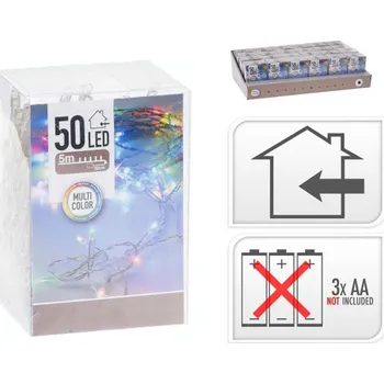 Vánoční dekorace Euro Habitat Vánoční LED osvětlení na baterie 50 LED - Berevné