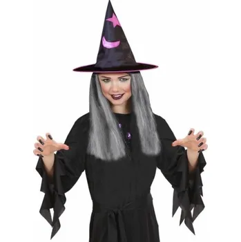 Karnevalový doplněk Dětský klobouk čarodějnický s vlasy Barva: Zelená