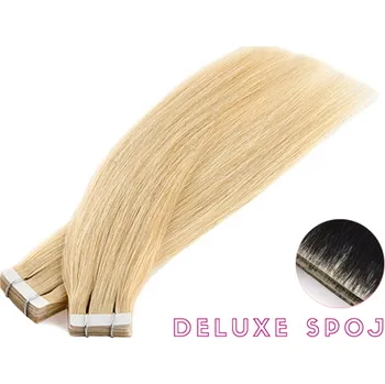 Deluxe neviditelné vlasové PU pásky tape in na prodlužování vlasů 60cm 22 - světlá blond