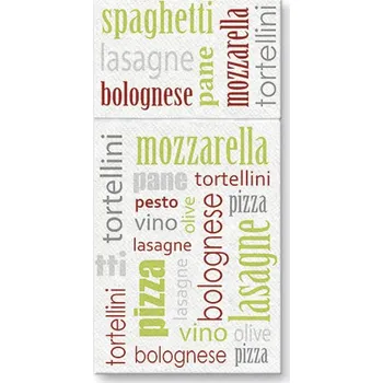 Příbor Kapsy na příbory PAW Airlaid 40x40cm Italian Food Green, 25 ks/bal