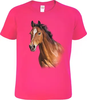 Dívčí tričko Hobbytriko Dětské tričko s koněm hnědák růžové 158