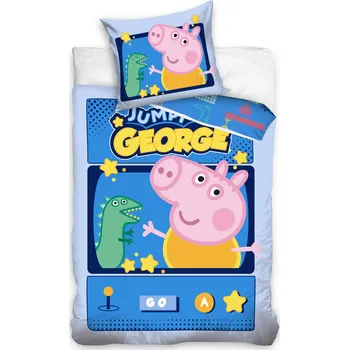 Povlečení Carbotex Peppa Pig George Jumping Game 140 x 200, 70 x 90 cm zipový uzávěr