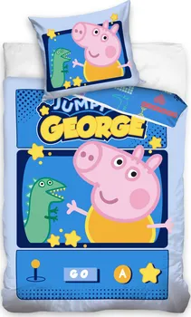 Ložní povlečení Carbotex Peppa Pig George Jumping Game 140 x 200, 70 x 90 cm zipový uzávěr