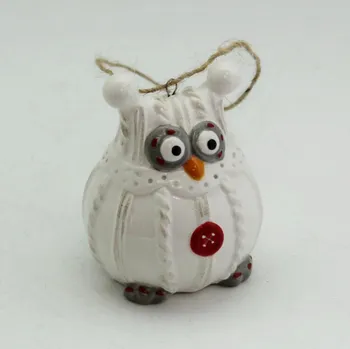 Vánoční dekorace Sova závěs porcelán 6.2cm bílá (JY16H923C)