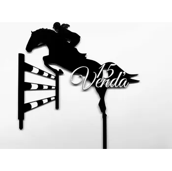 Dortová svíčka Zápich - Žena na koni s hrazdou (možnost jména, věku)