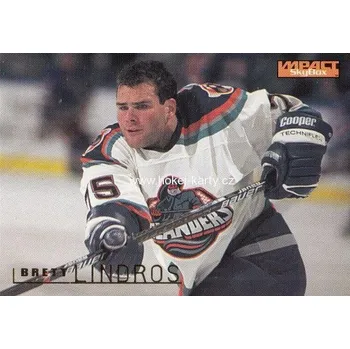 Sběratelská karetní hra řadová karta BRETT LINDROS 95-96 SkyBox Impact číslo 102