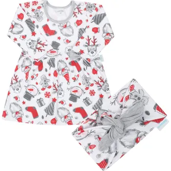 Kojenecké šaty Kojenecké bavlněné šatičky s čelenkou New Baby Christmas, vel. 56 (0-3m)